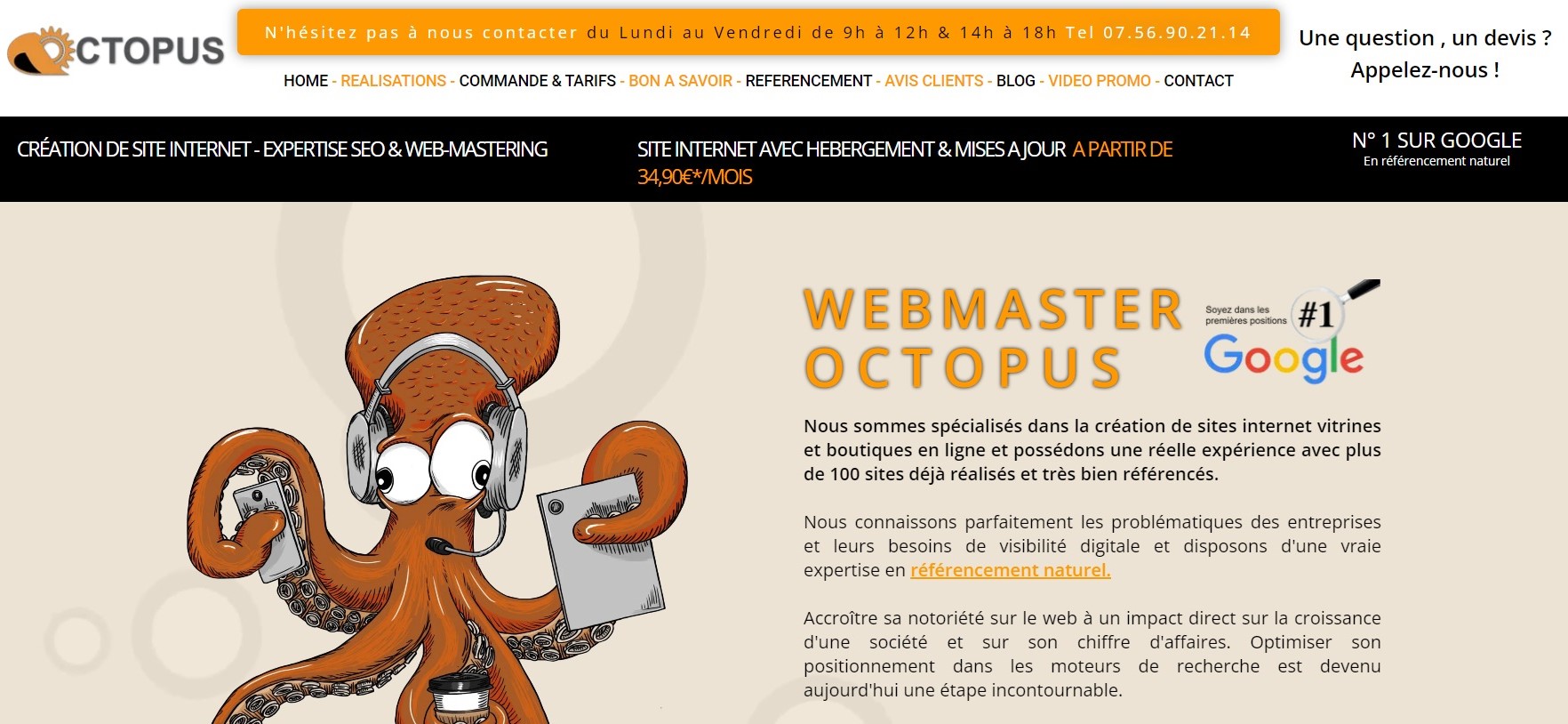  Création site internet Reims & Référencement SEO Webmaster Octopus - Agence Web à Laon